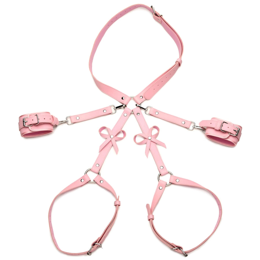 Strict Bondage harness ile Bows pembe orta büyük